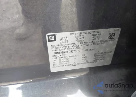 2016 Chevrolet Tahoe Lt z USA, uszkodzony, nr VIN 1GNSKBKCXGR275779